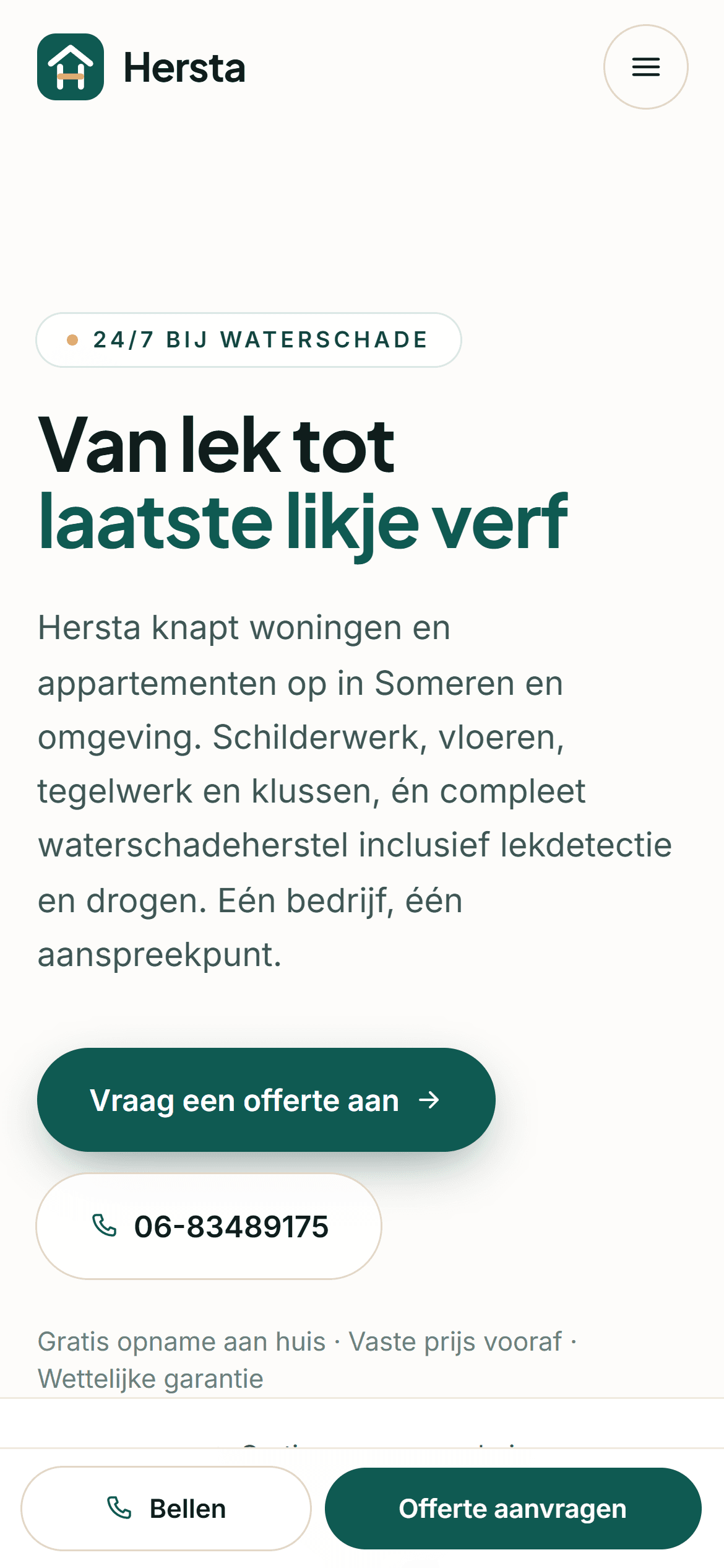 Hersta Bouw & Onderhoud op de telefoon