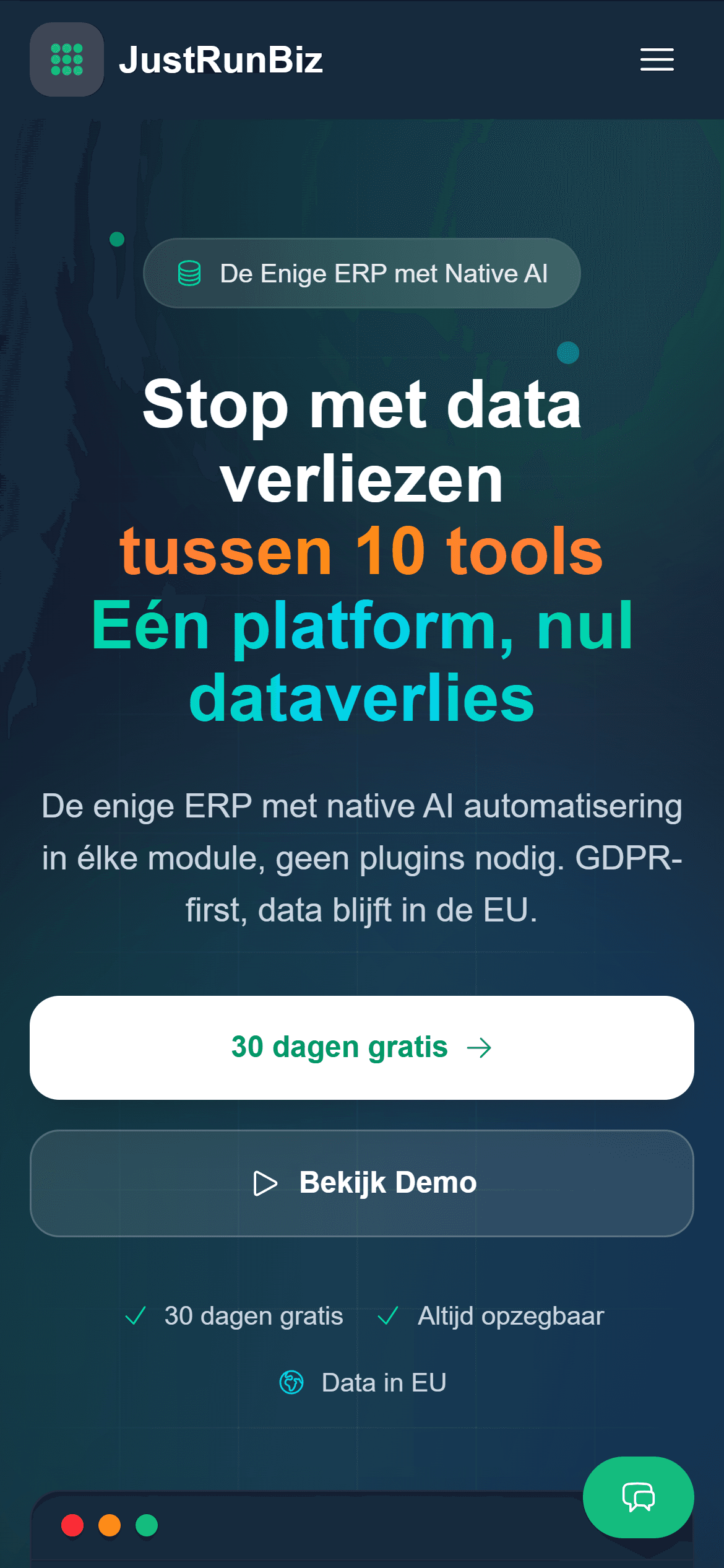JustRunBiz op de telefoon