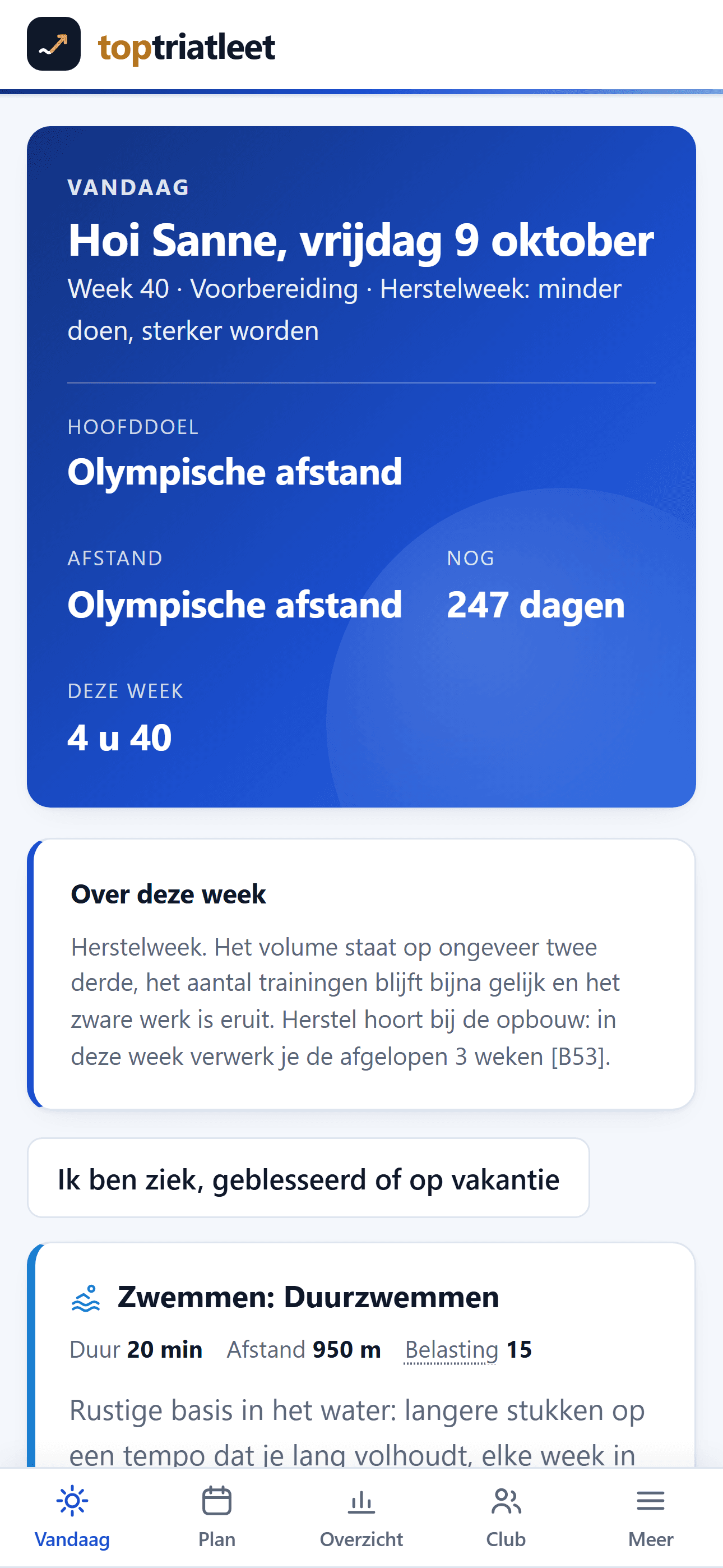 Toptriatleet, scherm 1